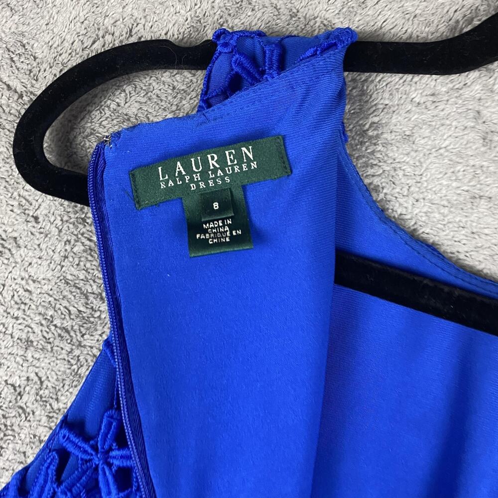Lauren Ralph Lauren Dress Womens 8 Floral Lace Sleeveless Festive Cocktail Party - Picture 8 of 12